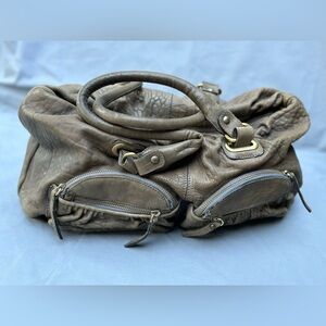 Sundance Leather Satchel Doctors Bag Grey/Green/Brown w/ handles + pockets